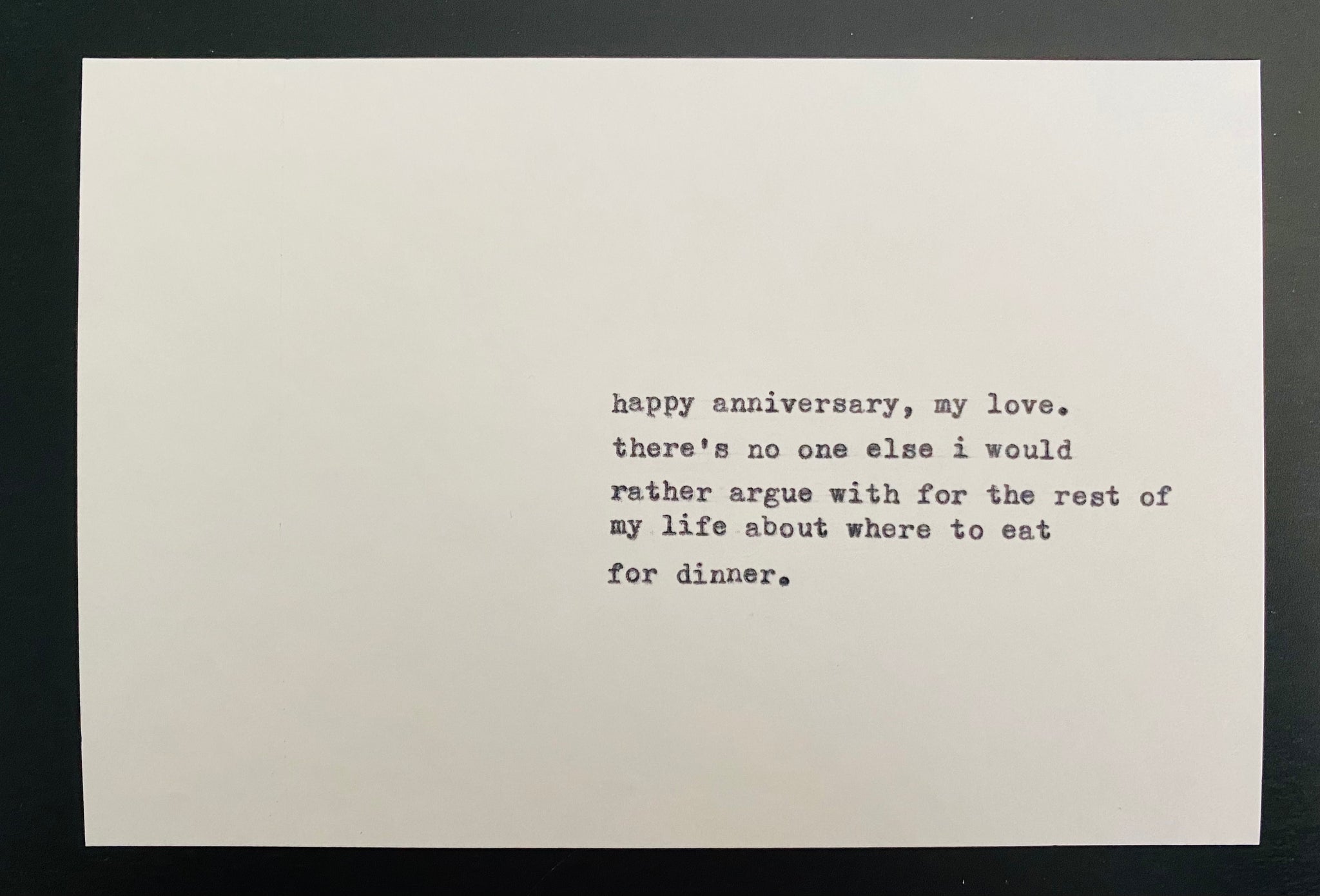 Anniversary dinner card