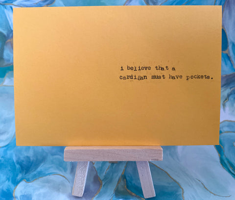 I believe that a cardigan must have pockets card