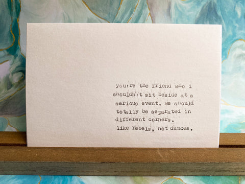 Friends and rebels card