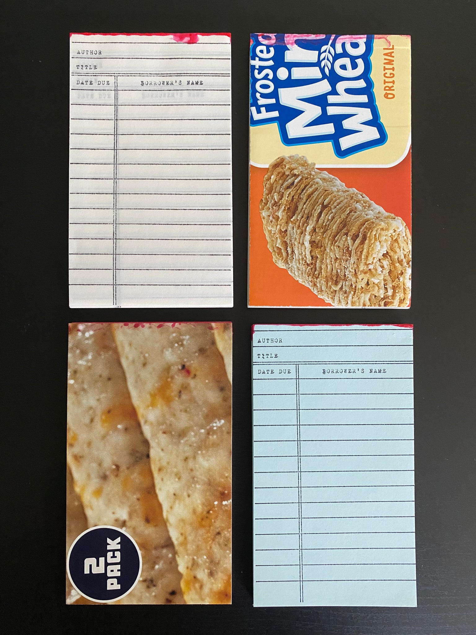 Library checkout card notepad