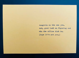 Hope you're not the office dick card