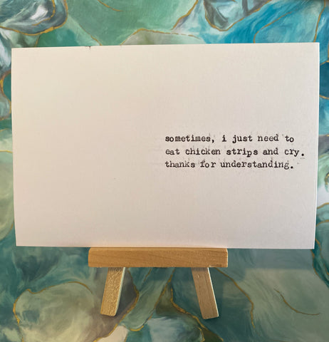 Chicken strips + crying card