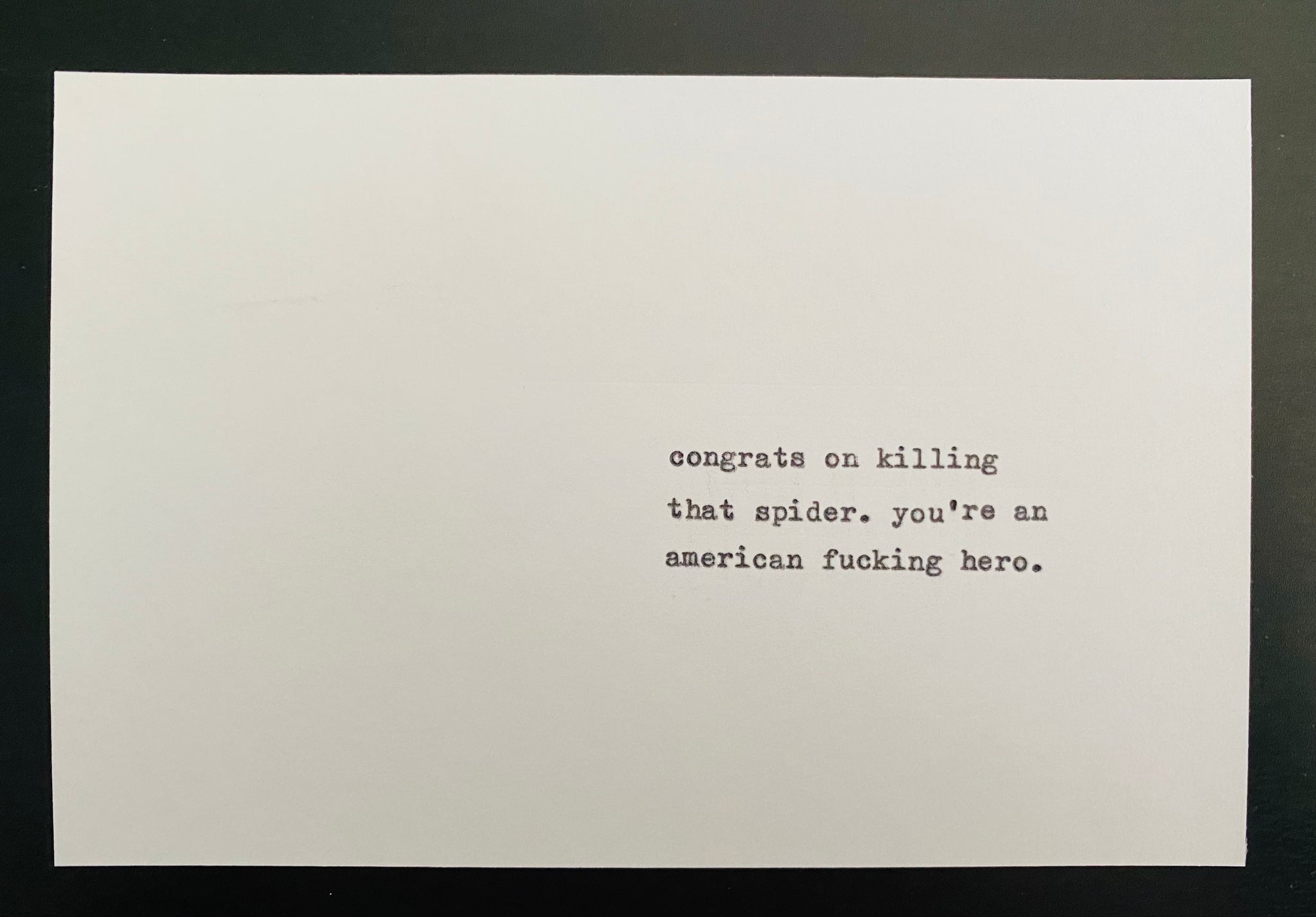 Congrats on killing that spider card