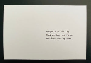Congrats on killing that spider card